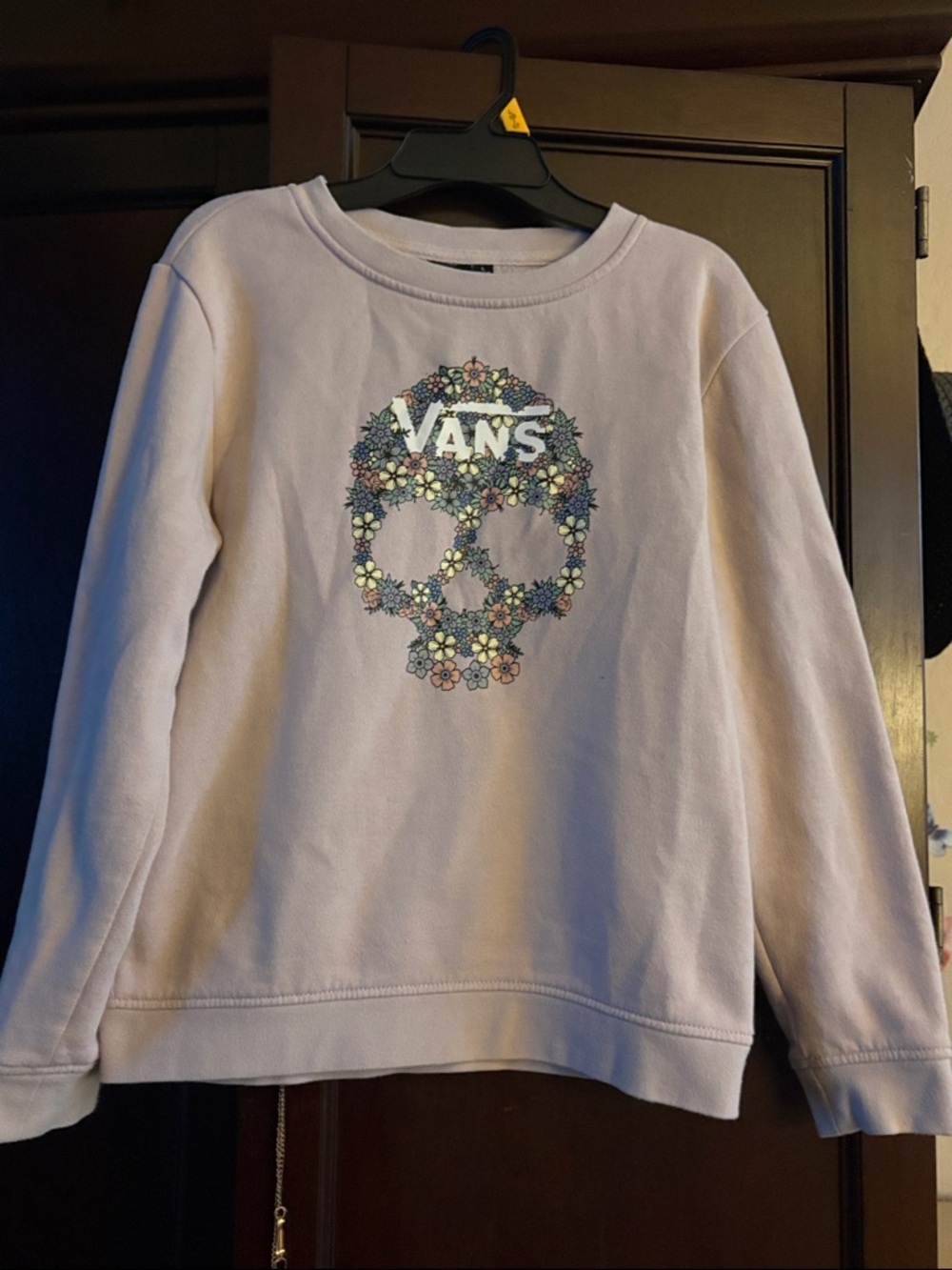 Vans Lavender Crewneck with Floral Skull Graphic